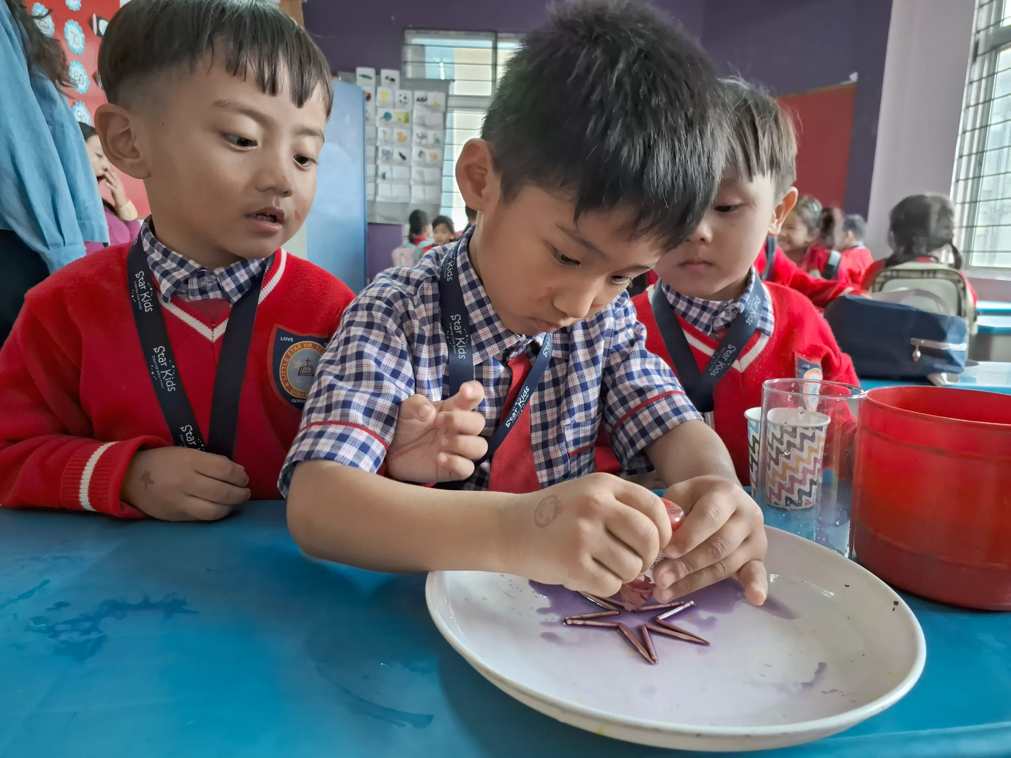 Children creating art together